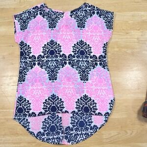 Caramela Women's Pink and Blue‎ Tunic Lightweight Blouse Size L